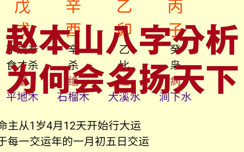 赵本山八字分析,为什么会名扬天下,大富大贵?是命中注定吗?哔哩哔哩bilibili