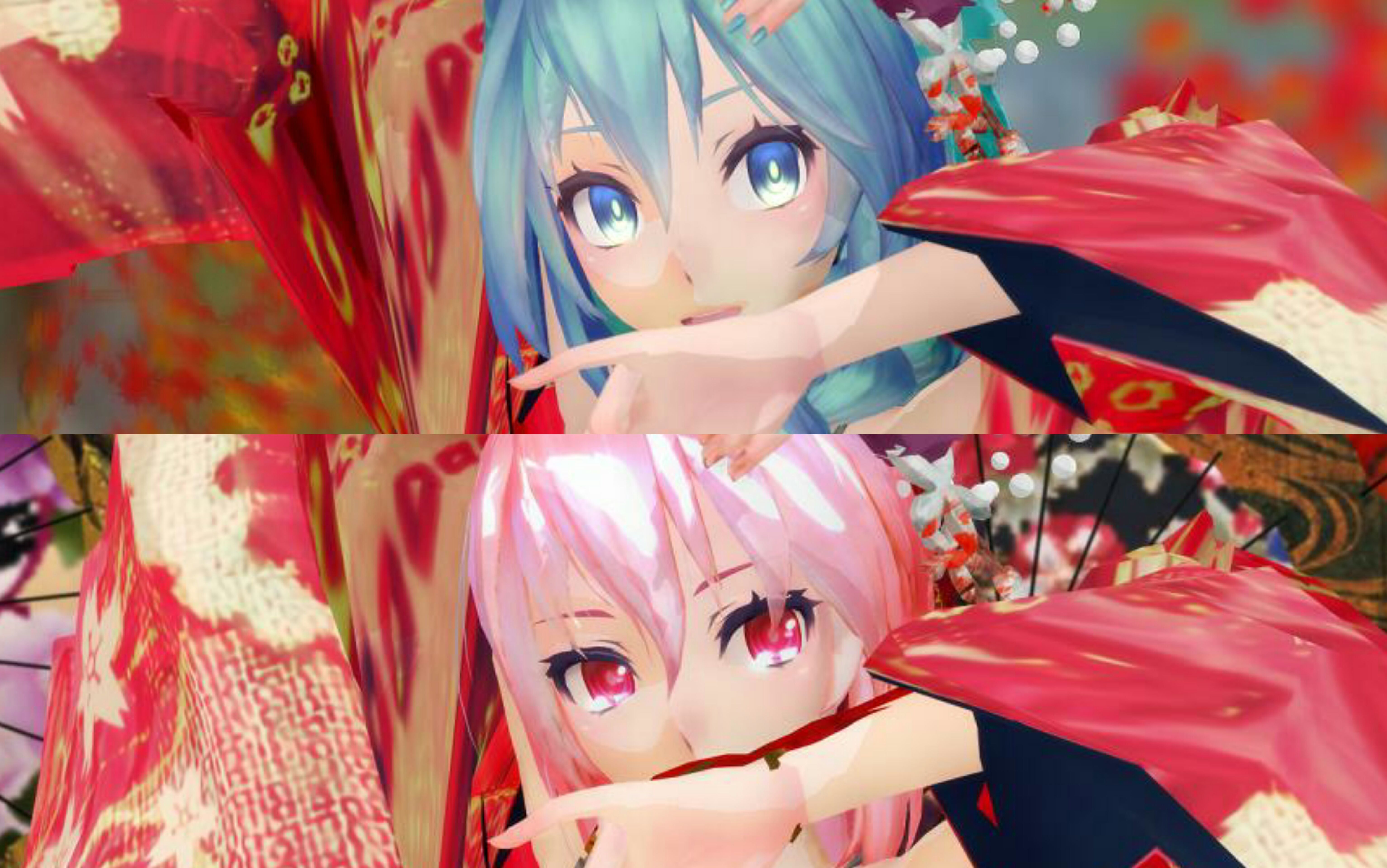 mmd和服miku和luka的花魁步tokiofunka