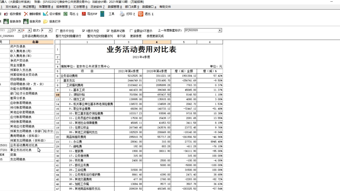 政府会计软件第61讲-【财务机器人】-01按季度生成对比表