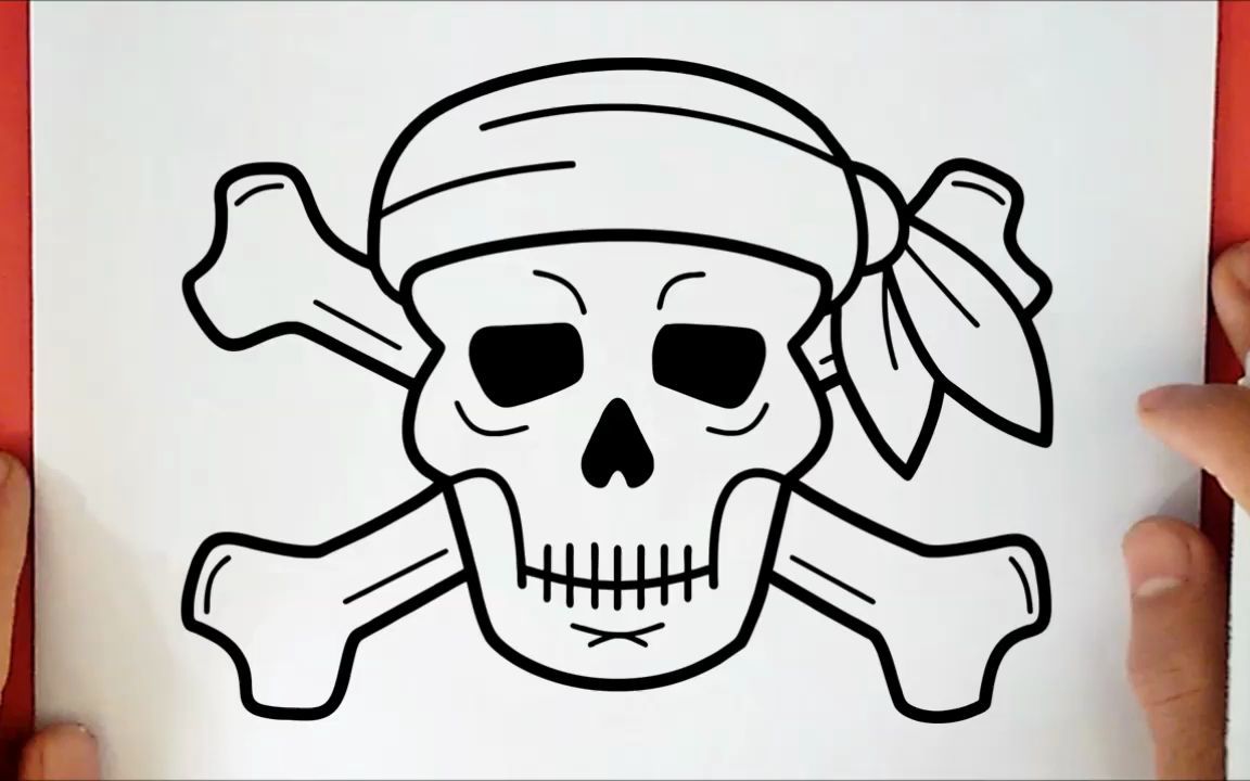 【简笔画】教你一步一步画海盗骷髅76~超级简单的绘画,一看就会!