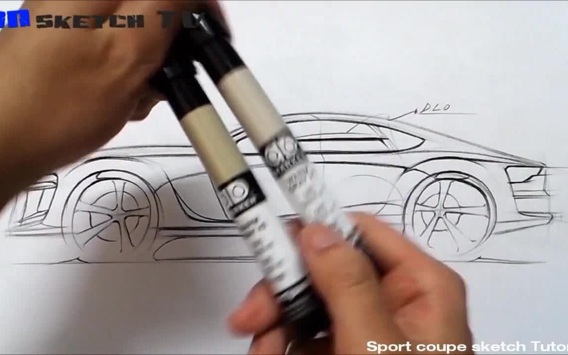 汽车侧面手绘及其马克笔上色Sport Coupe sideview sketch (Color Pencil AD Marker)哔哩哔哩bilibili