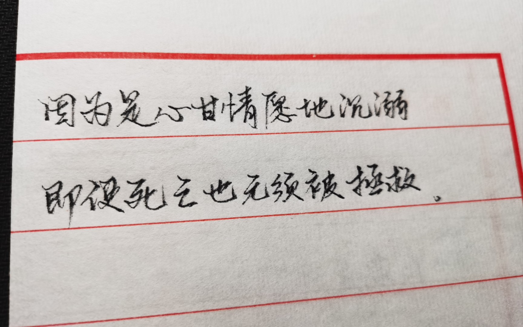 手写因为是心甘情愿地沉溺即便死亡也无须被拯救