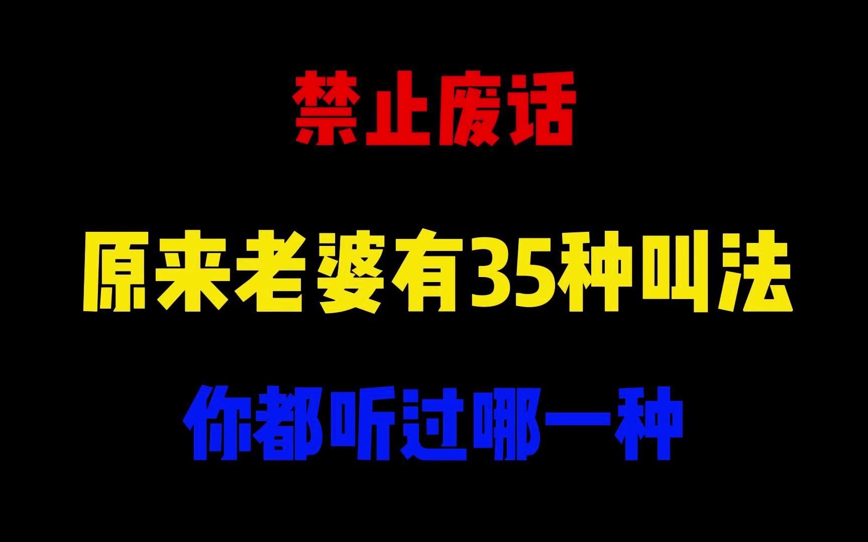 禁止废话:原来老婆有35种叫法,你属于哪一种哔哩哔哩bilibili