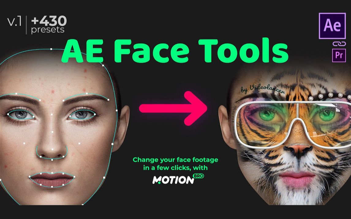 AE脚本人脸面部追踪贴图表情化妆美颜丑化换脸锁定特效预设工具 AE Face Tools哔哩哔哩bilibili