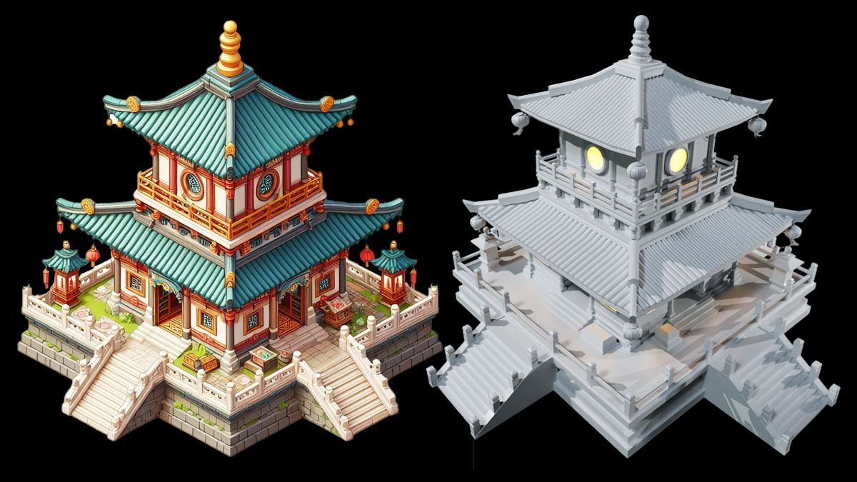 【3dmax场景建模】古风建筑模型制作,适合0基础学的入门案例