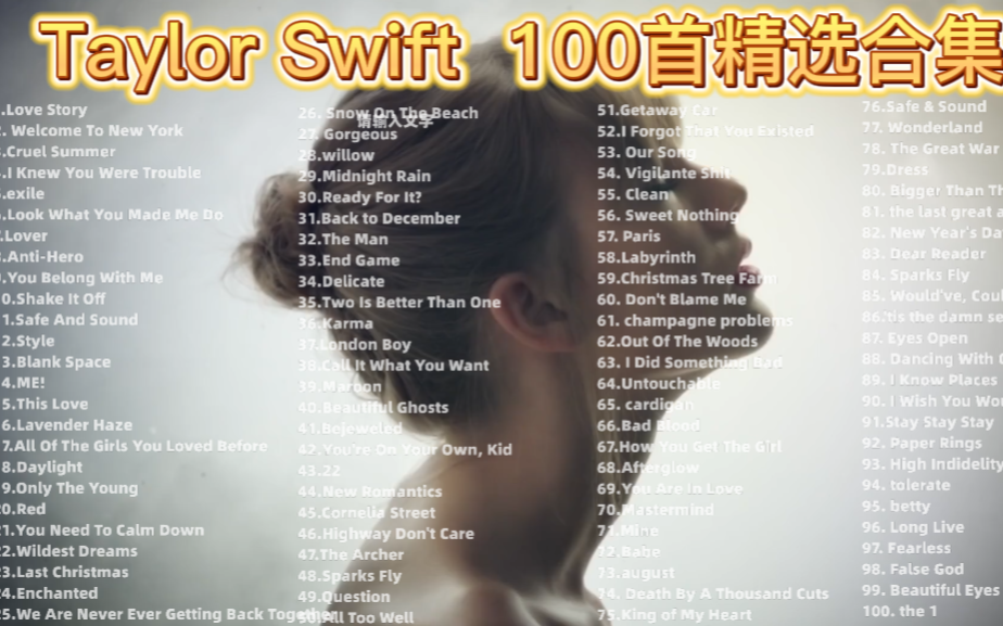 [图]【Taylor Swift】 精选霉霉100首歌曲合集，带歌词，分集播放！