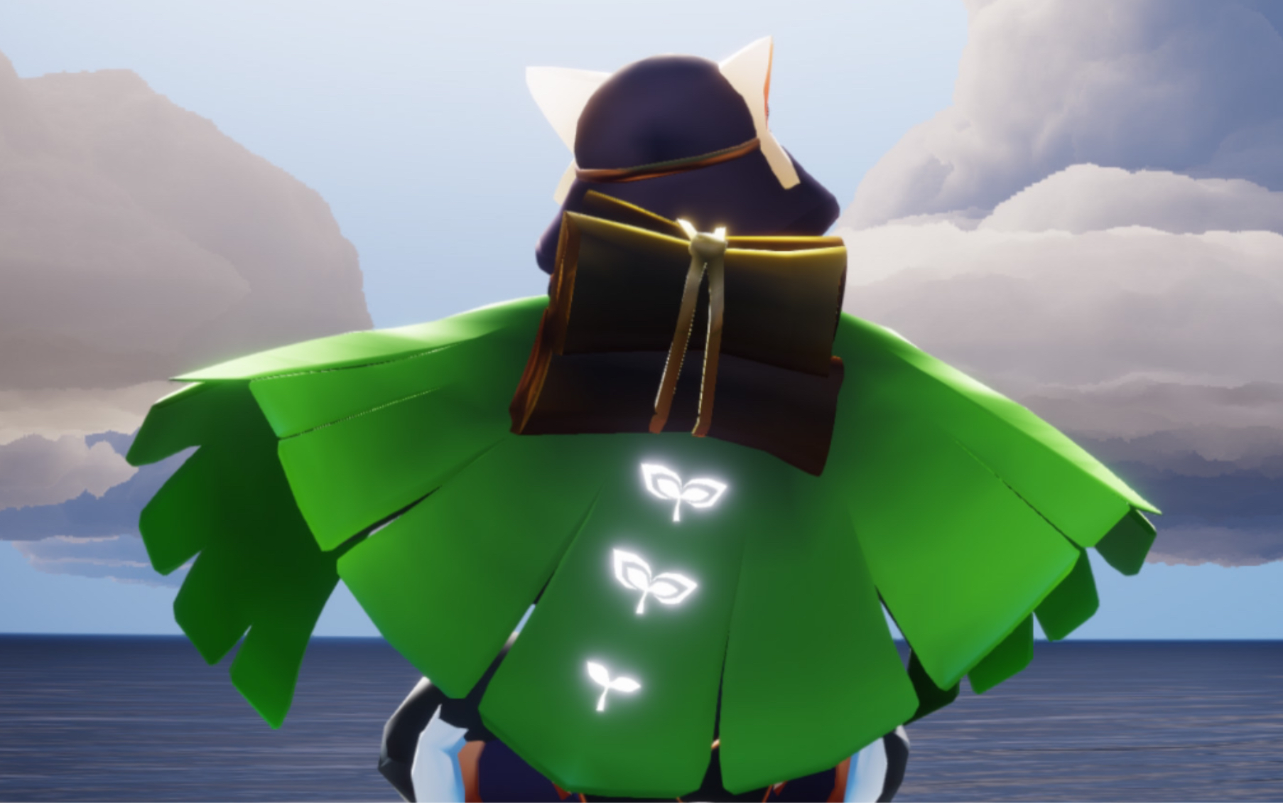 【sky光遇】绿叶斗篷购买及上身效果展示·earth cape 公益斗篷