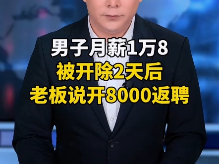 男子月薪1万8,被开除2天后,老板说开8000返聘"哔哩哔哩bilibili