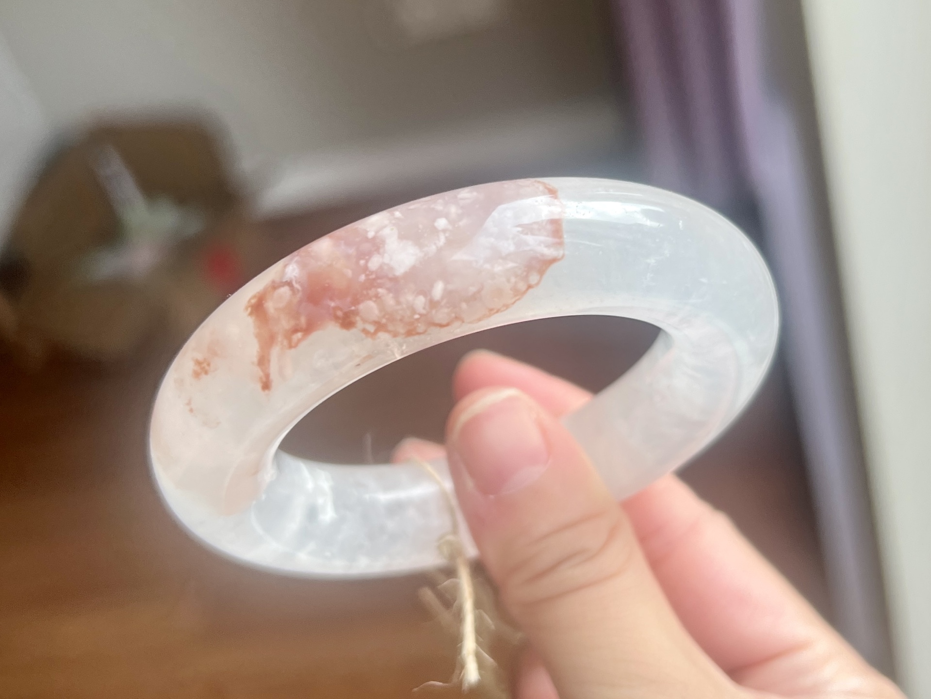 【定制】原价320清货100包邮出50口樱花玛瑙爆晶胖圆手镯