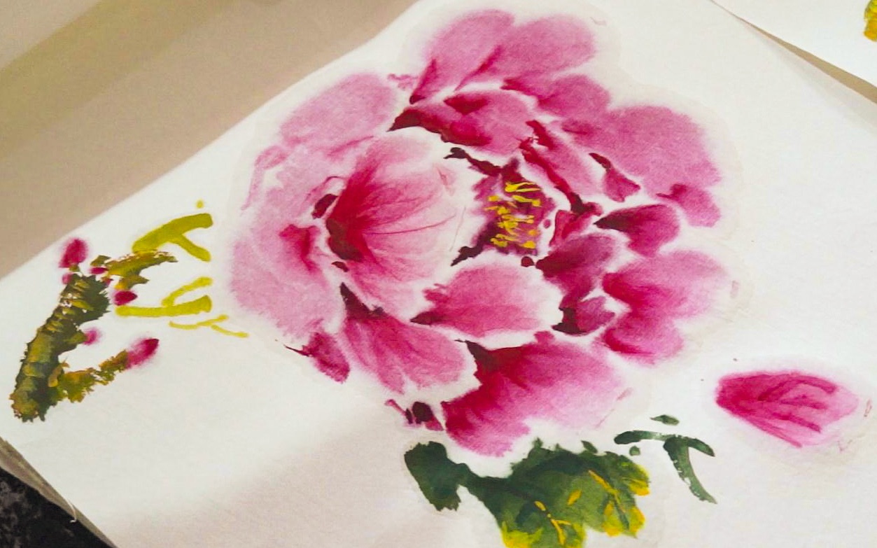 陕西九旬国画家,笔下的长安牡丹栩栩如生,作画过程全解析(六)