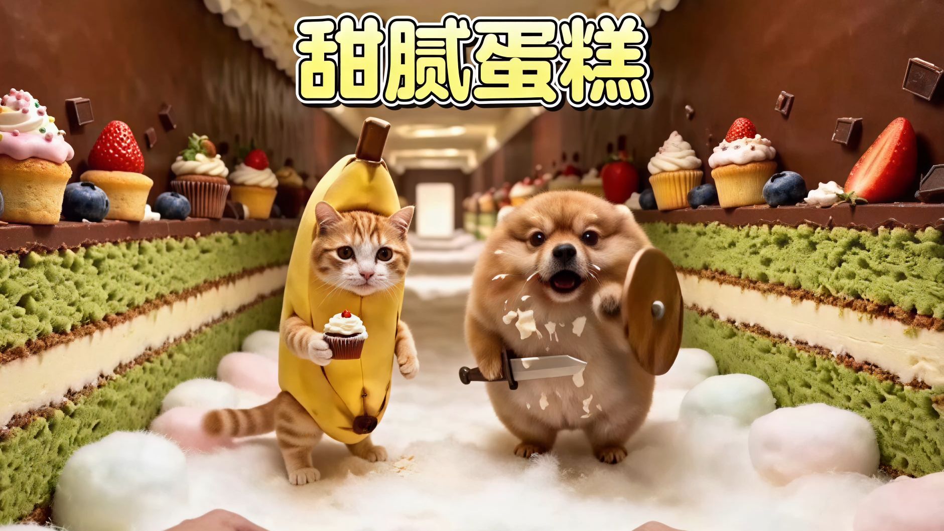 今天跟着比比拉布和刀盾一起掉进了蛋糕世界