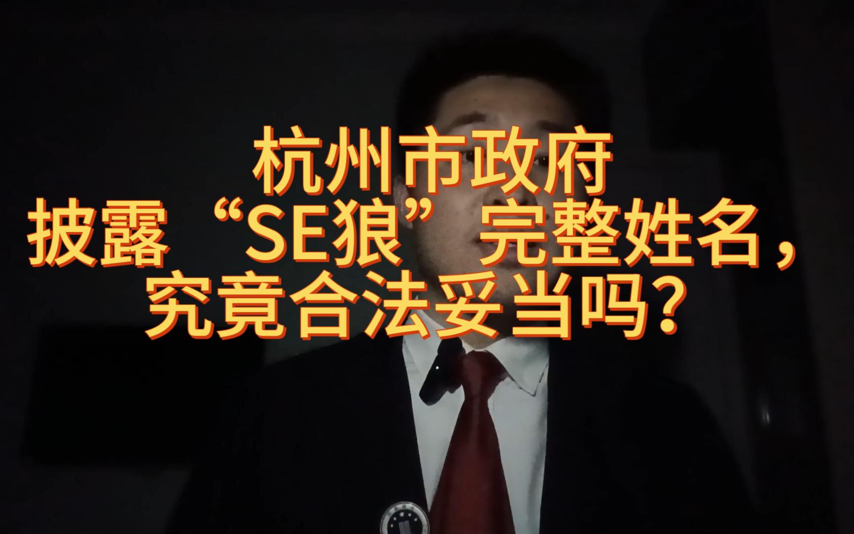 杭州市政府披露“SE狼”完整姓名,究竟合法妥当吗?哔哩哔哩bilibili