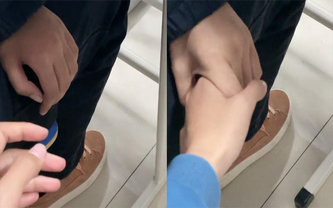 女生趁暗恋男孩睡觉偷偷牵手,下一秒男孩反应暖哭网友,画面齁甜