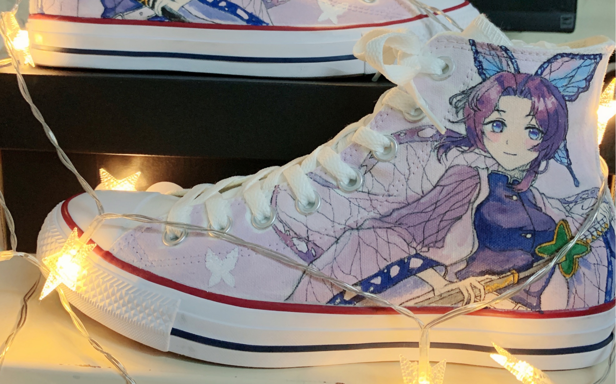 活动作品鬼灭之刃手绘鞋蝴蝶忍手绘鞋