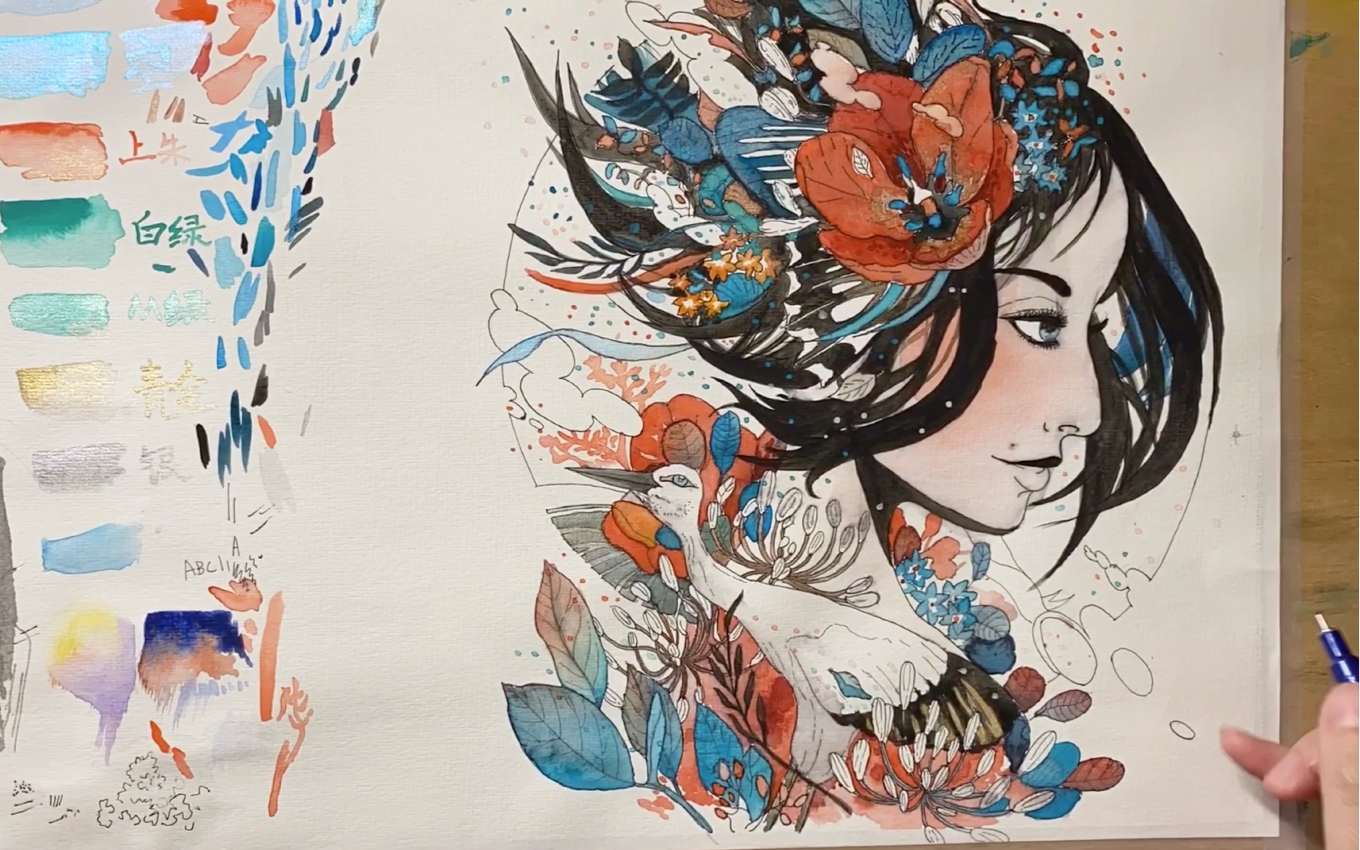 水彩渲染建筑渲染技法画人物07▽