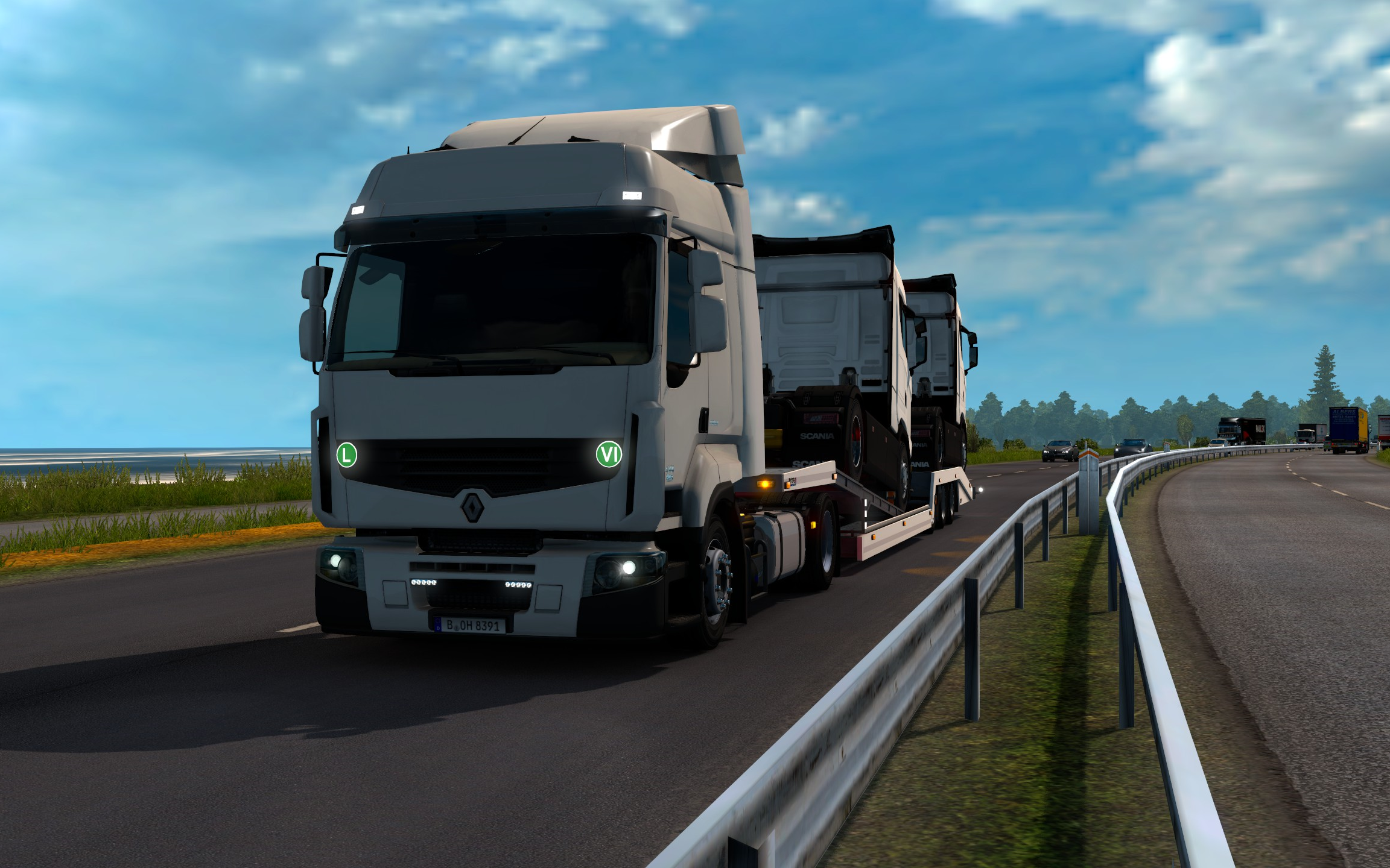 欧洲卡车模拟210雷诺premlum低底盘运输斯堪尼亚卡车开往哥特堡euro