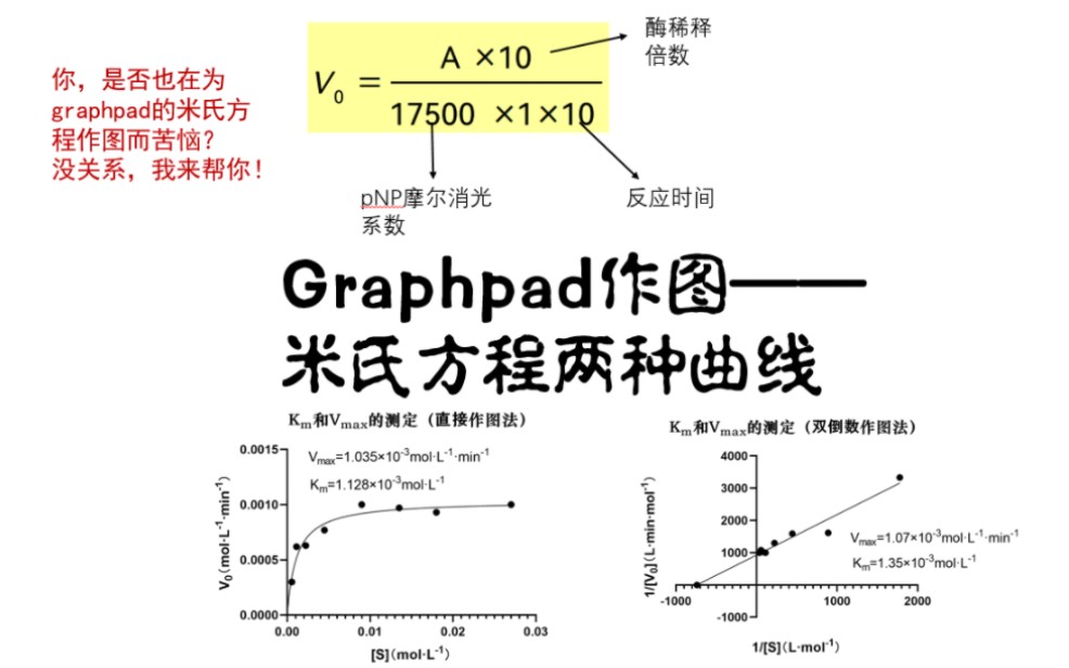 GraphPad作图——米氏方程的两种曲线哔哩哔哩bilibili