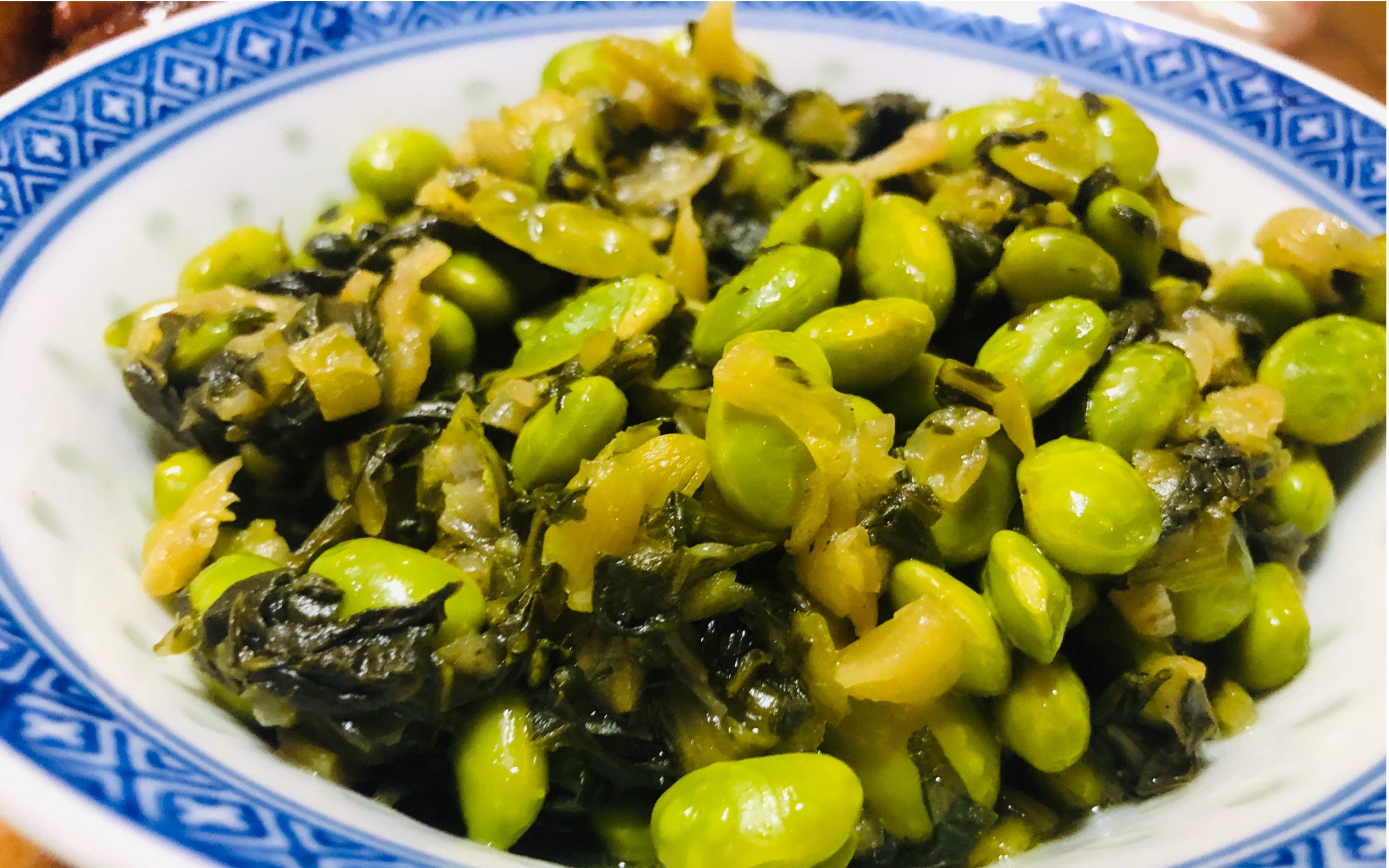 《上海话学做菜》咸菜炒毛豆