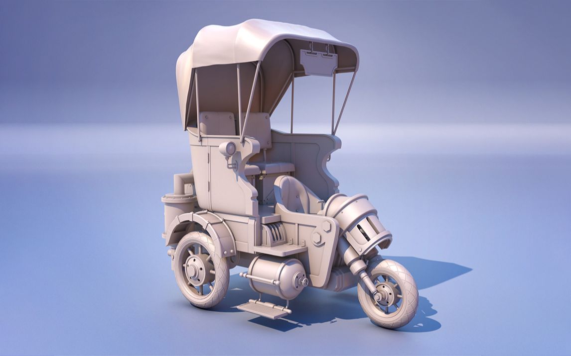 【maya建模】小三轮车制作教程,道具模型卡线细节讲解