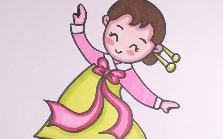 简笔画今天画的朝鲜族女孩明天你想看哪个少数民族的女孩呢