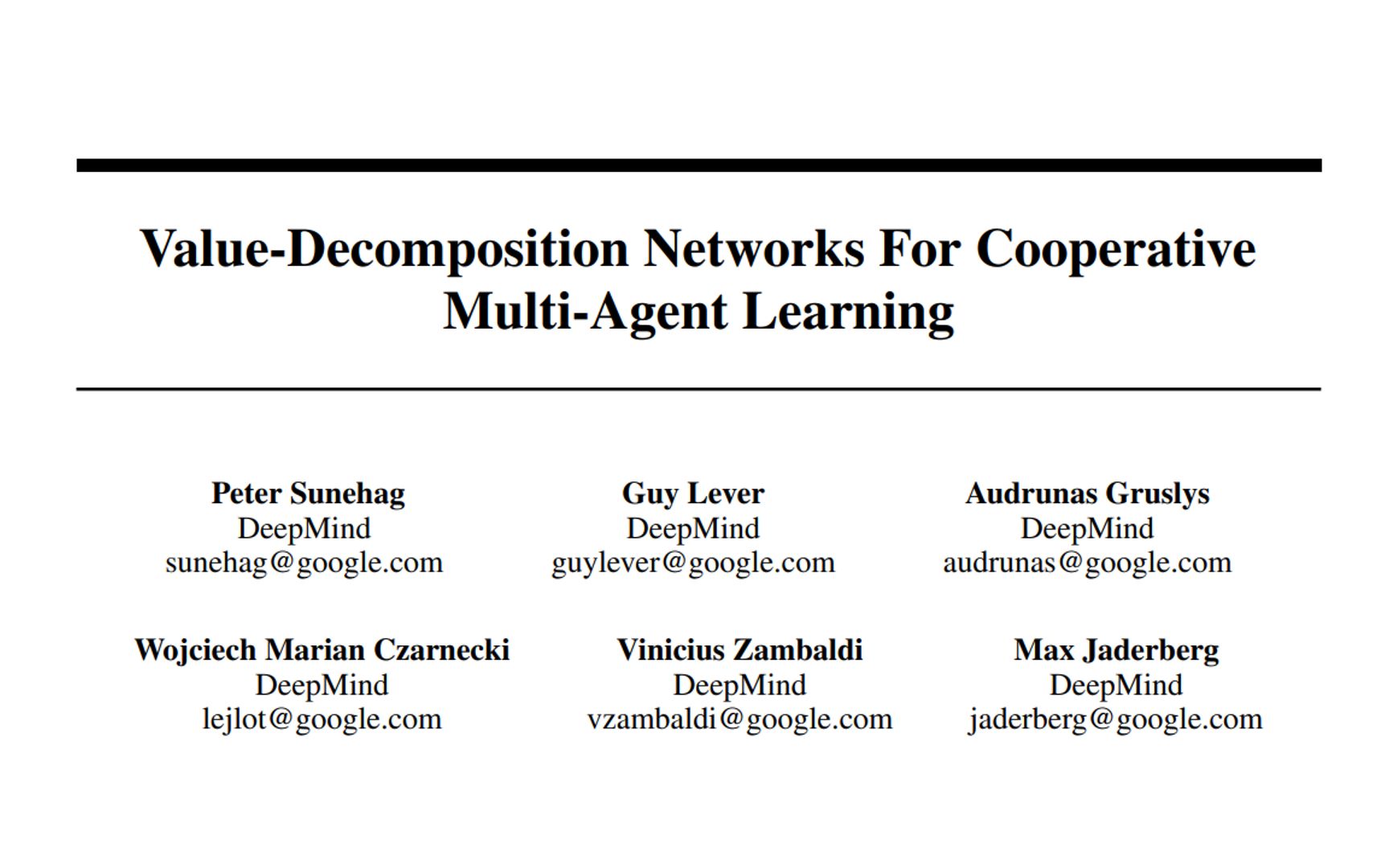 [论文讲解]VDN:ValueDecomposition Networks For Cooperative MultiAgent Learning哔哩哔哩bilibili