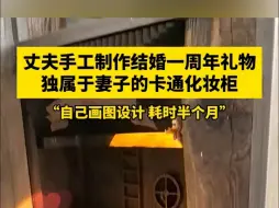 Video herunterladen: 丈夫手工制作结婚一周年礼物 独属于妻子的卡通化妆柜 “自己画图设计 耗时半个月”