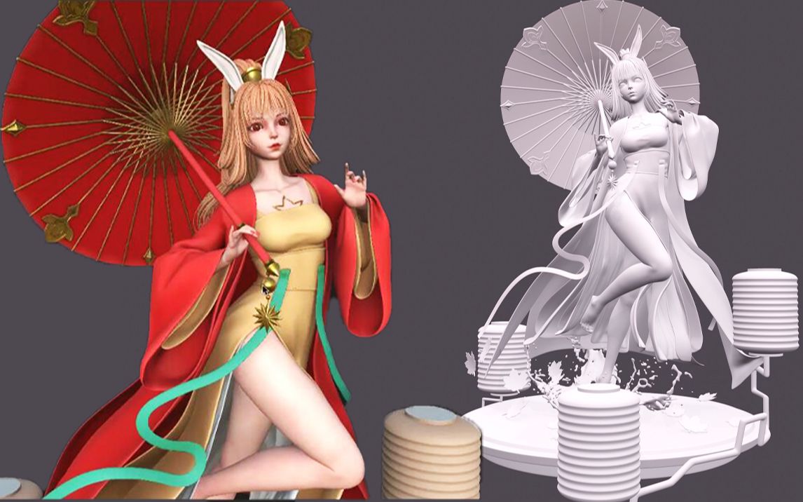 zbrush入门教程公孙离全身手办模型雕刻王者荣耀女性游戏角色次世代