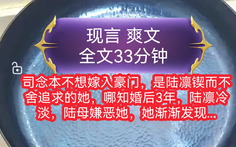 《全文已完结》现文,爽文司念本不想嫁入豪门,是陆凛锲而不舍追求的她,哪知婚后3年,陆凛冷淡,陆母嫌恶她,她渐渐发现...哔哩哔哩bilibili