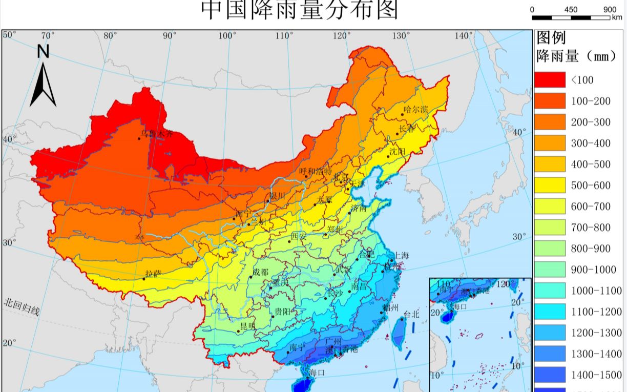 中国降雨量分布图制作1哔哩哔哩bilibili