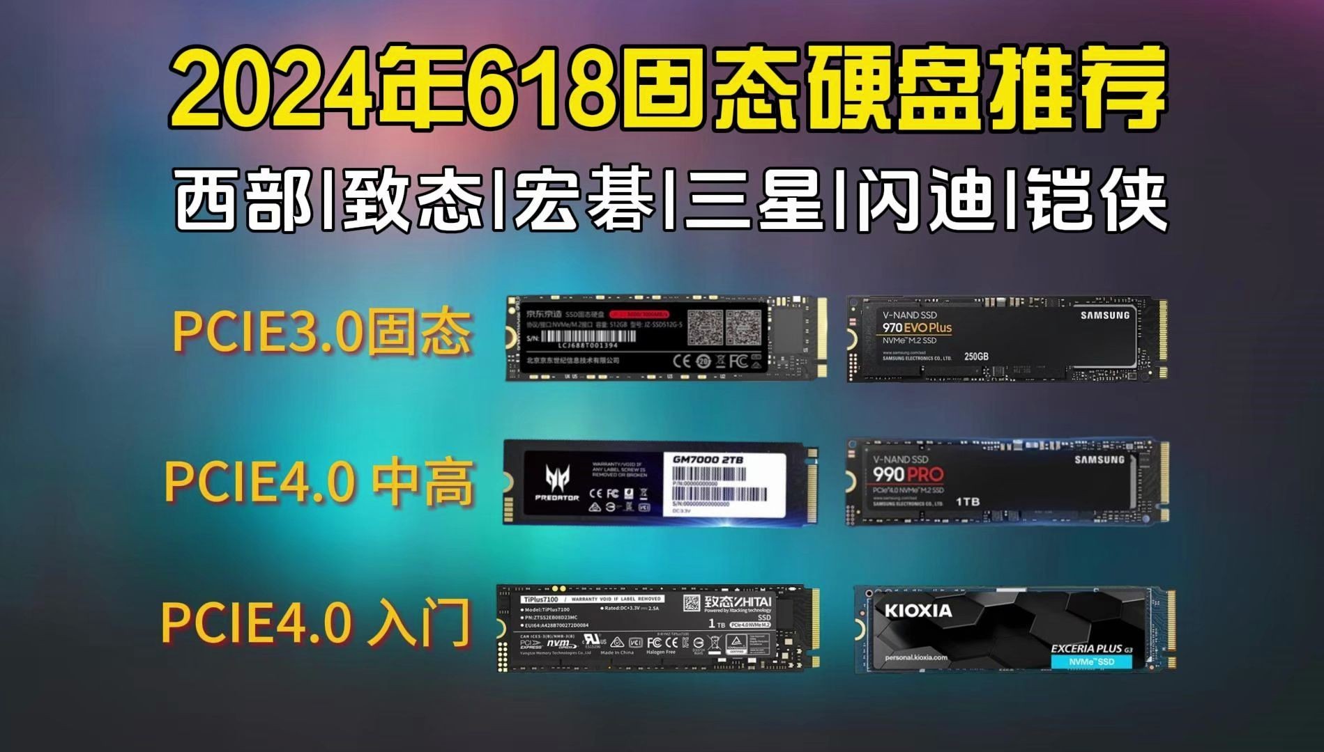 【618装机必看!】2024年高性价比固态硬盘推荐 | PCIE3.0、PCIE4.0固态硬盘选购指南!铠侠、西部数据、致态、三星、宏碁哔哩哔哩bilibili