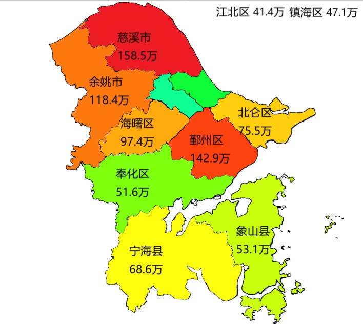 宁波地图各区县划分图片