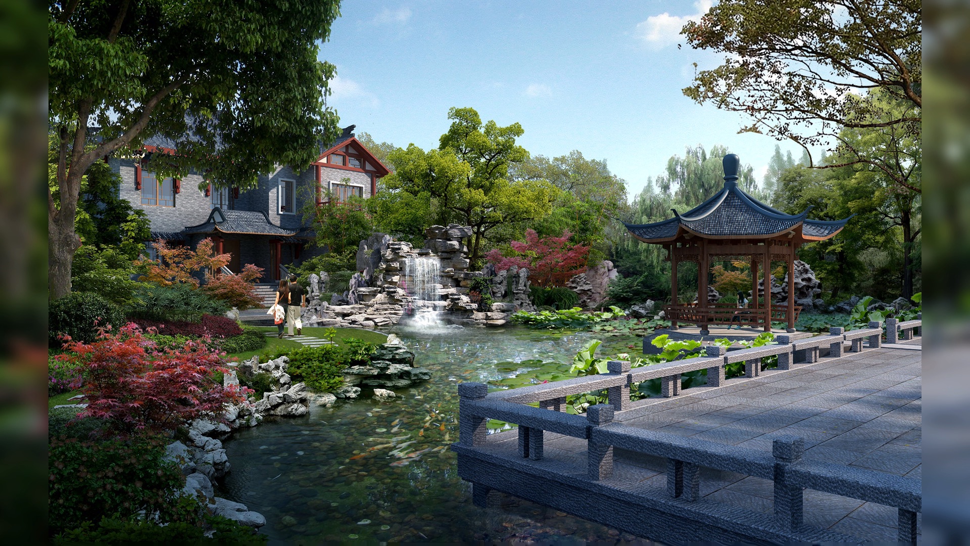 古镇古城效果图ps商业老街古村建筑景观改造规划设计后期psd素材