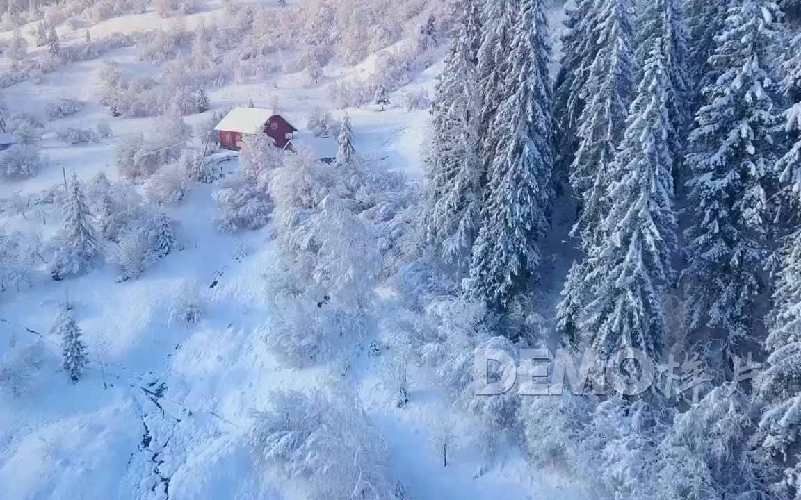 [图]视频素材 ▏h733 4k画质超震撼唯美3D场景冬天冬季雪景雪松雪山自然景色下雪雪花优美宁静视频素材 视频背景 led舞台背景 LED视频素材