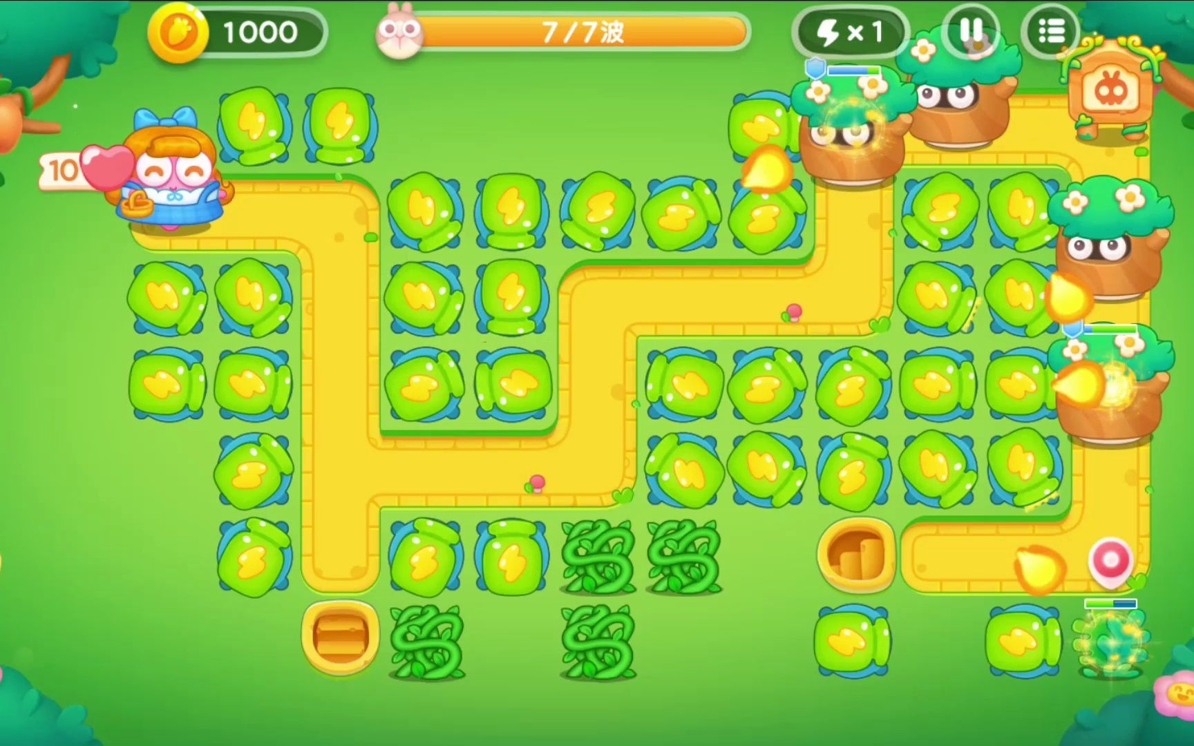 保卫萝卜4 绿野奇缘 第43关 无伤全清金萝卜攻略 只用瓶子炮