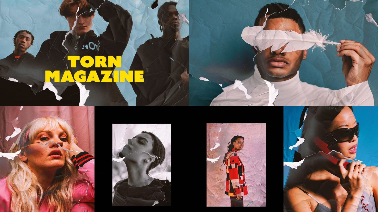 1款撕破杂志撕裂纸张拼贴艺术后期照片效果psd模板