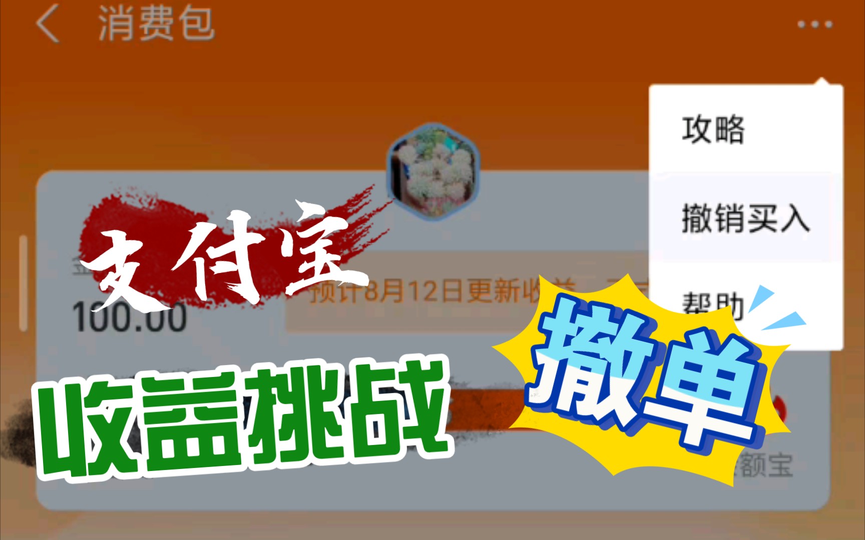 支付宝收益挑战撤单教程哔哩哔哩bilibili