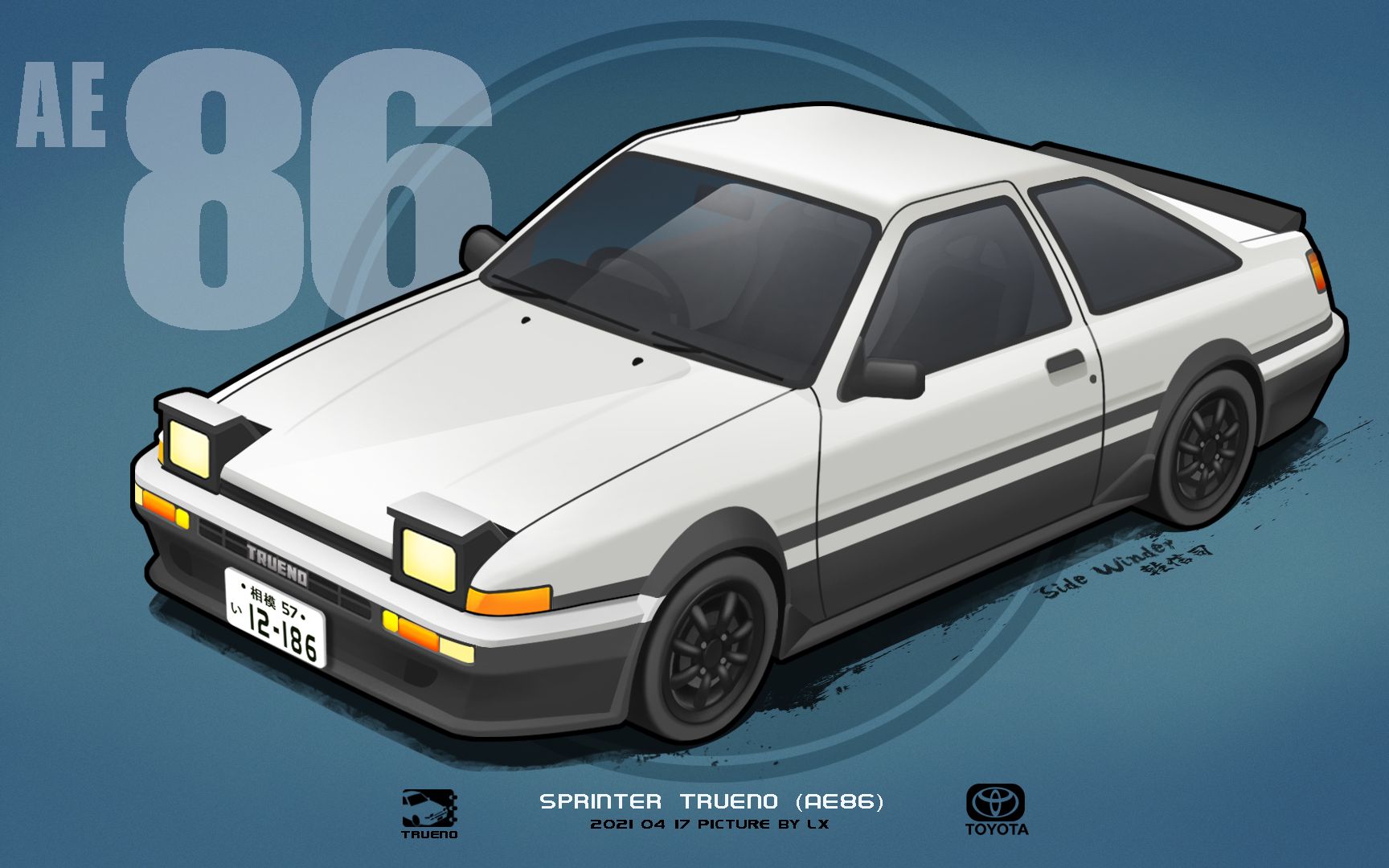 《头文字d》乾信司座驾 toyota sprinter trueno(ae86 绘制过程