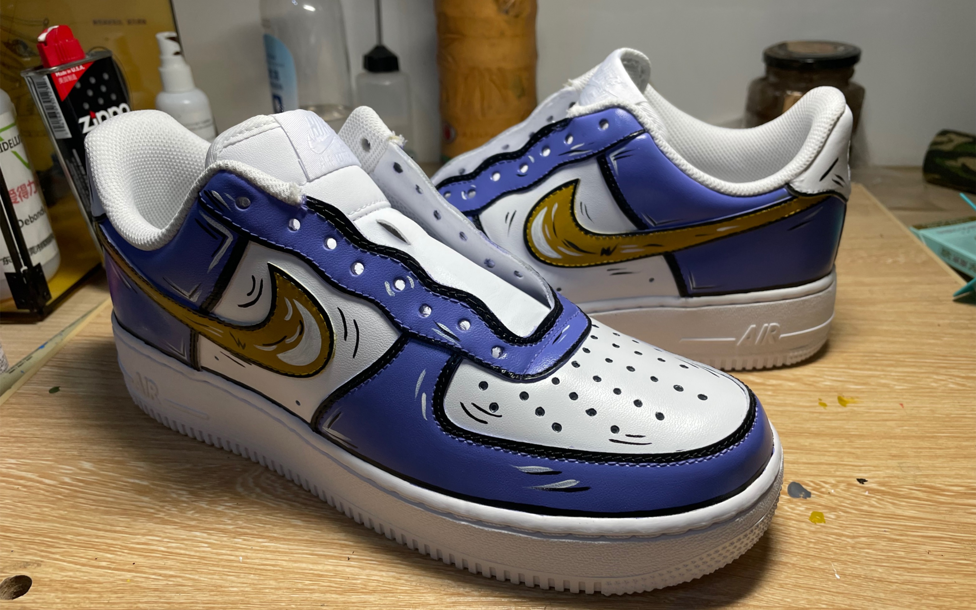 秋鞋定制 diy tt定制空军一号 airforce1 af1 湖人紫金配色科比