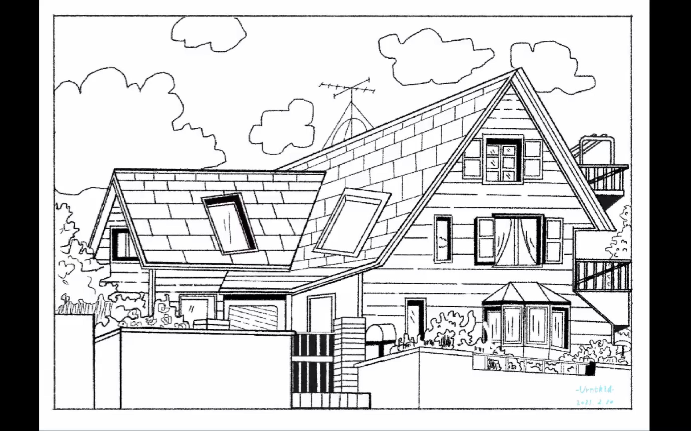 procreate线稿挑战210黑白线条还原百变小樱的家