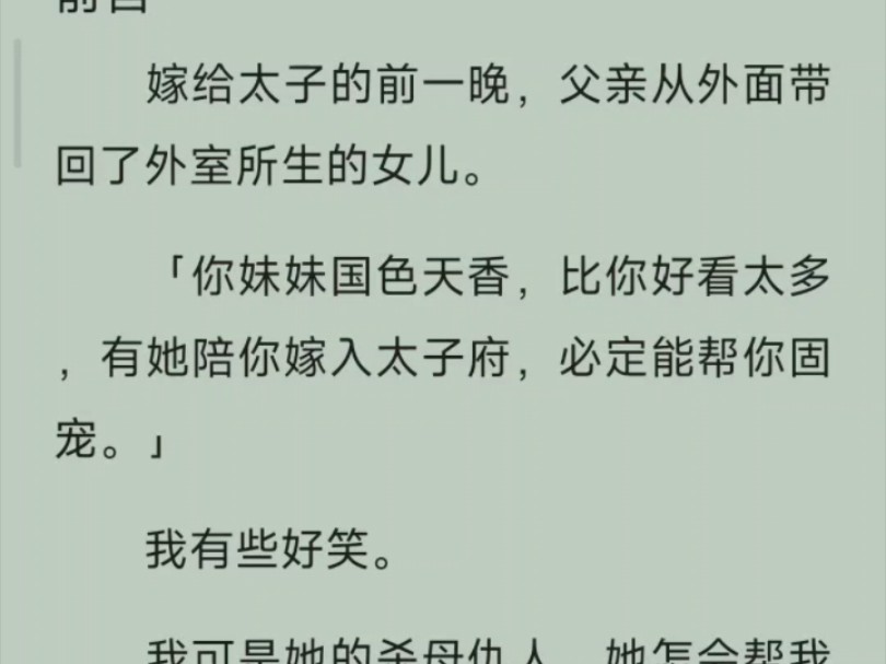 (全文/大女主/我见青山)嫁给太子的前一晚,父亲从外面带回了外室所生的女儿……哔哩哔哩bilibili