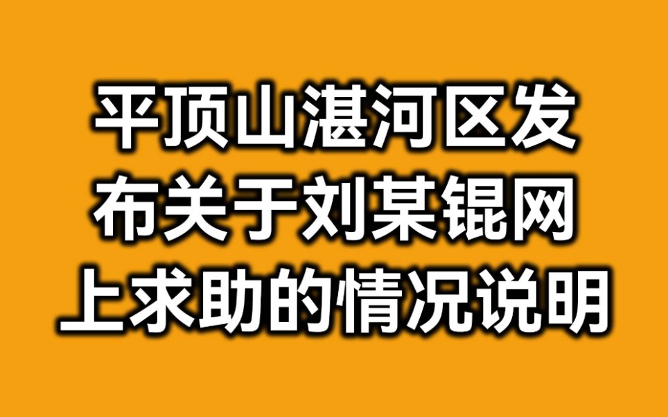 平顶山湛河区发布关于刘某锟网上求助的情况说明哔哩哔哩bilibili