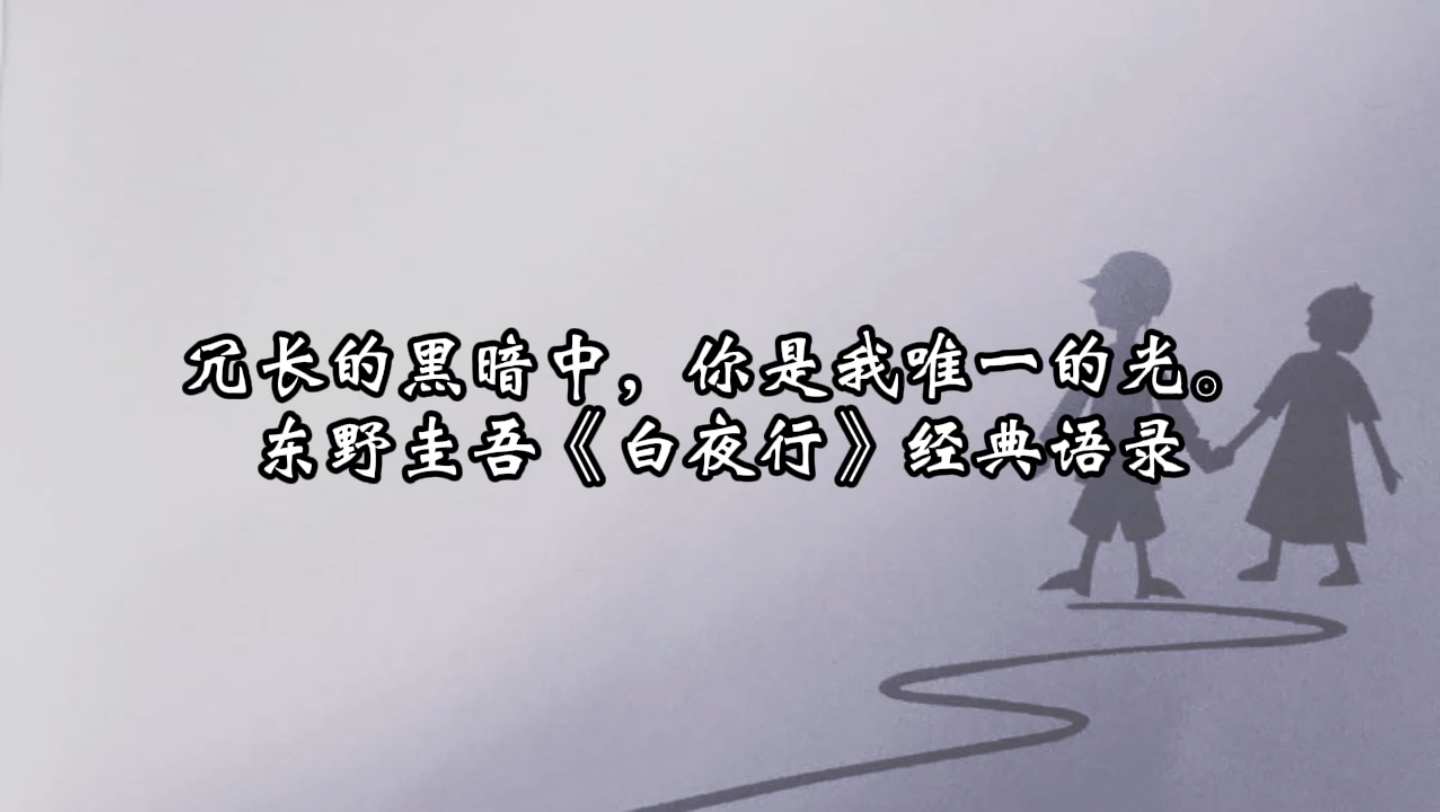 冗长的黑暗中,你是我唯一的光.东野圭吾《白夜行》经典语录哔哩哔哩bilibili