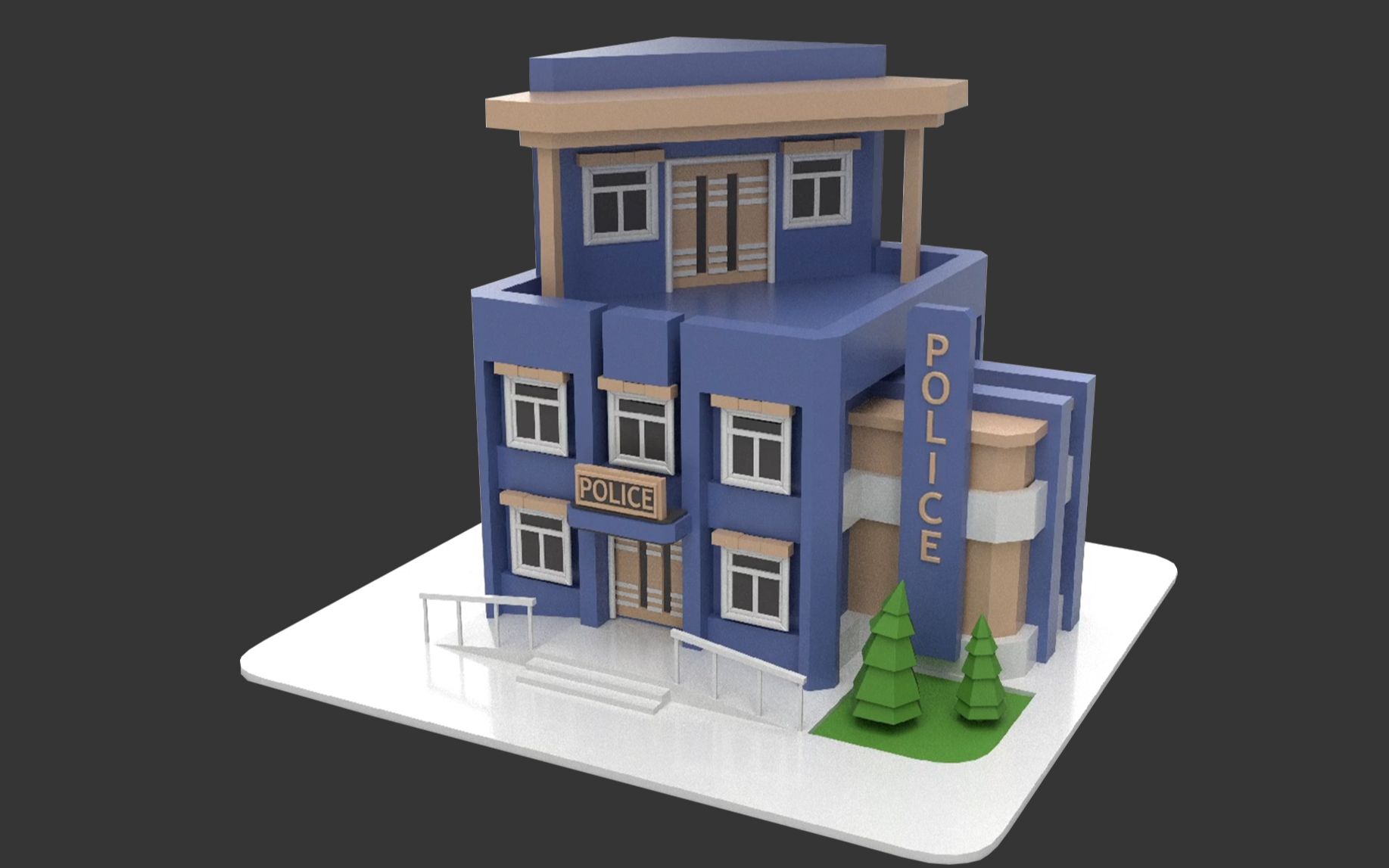 【3dmax】风格化警局场景案例,从建模思路开始教你