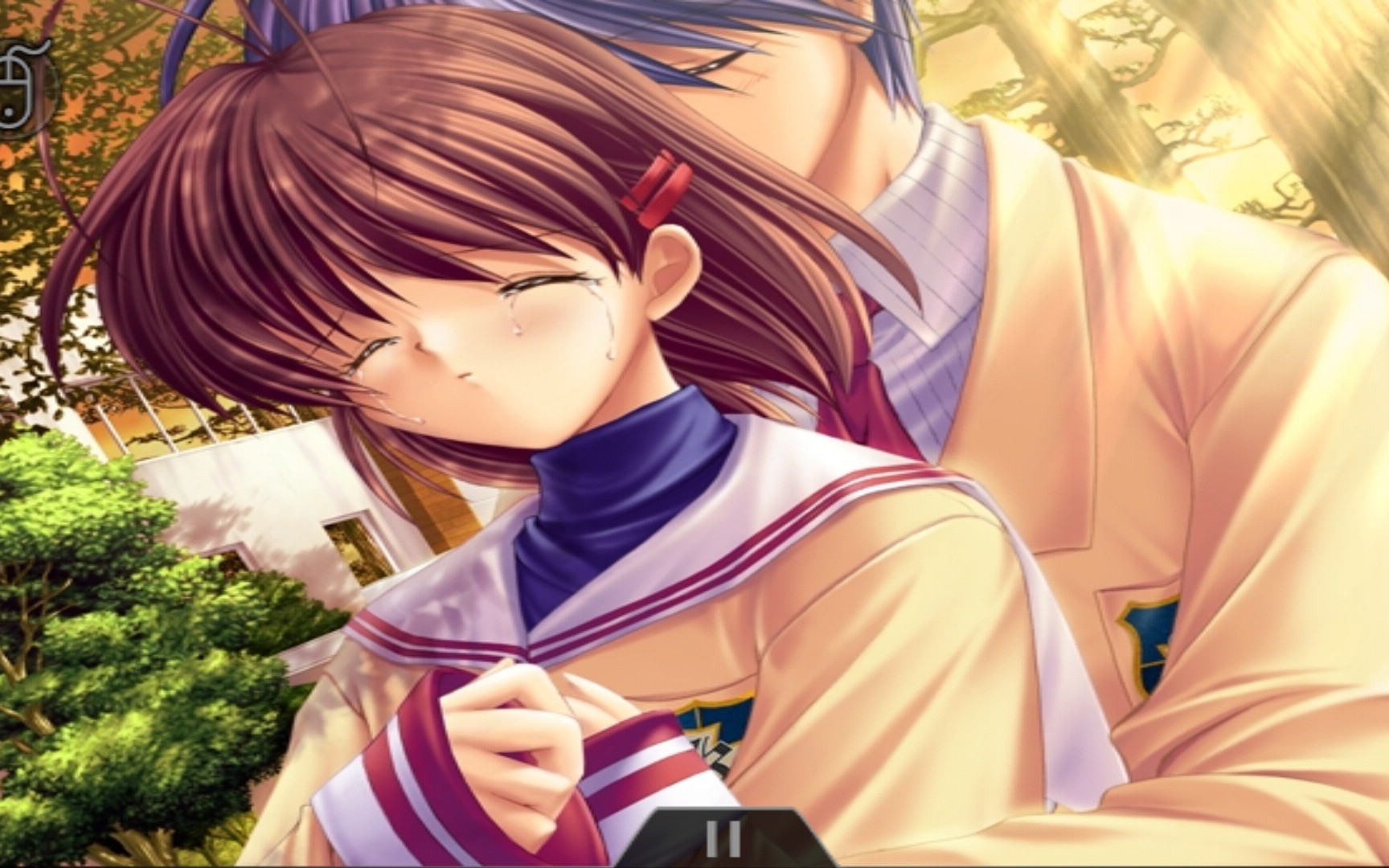 clannad游戏与动漫中男女主第一次见面时的场景