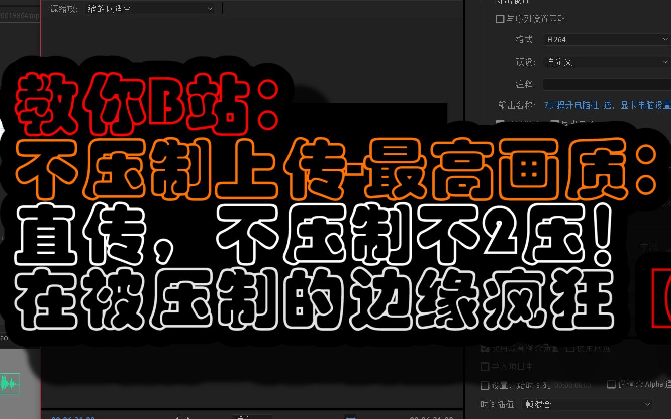 [图]教你B站：不压制 上传-最高画质：直传，不压制不2压！在被压制的边缘疯狂【拉满】
