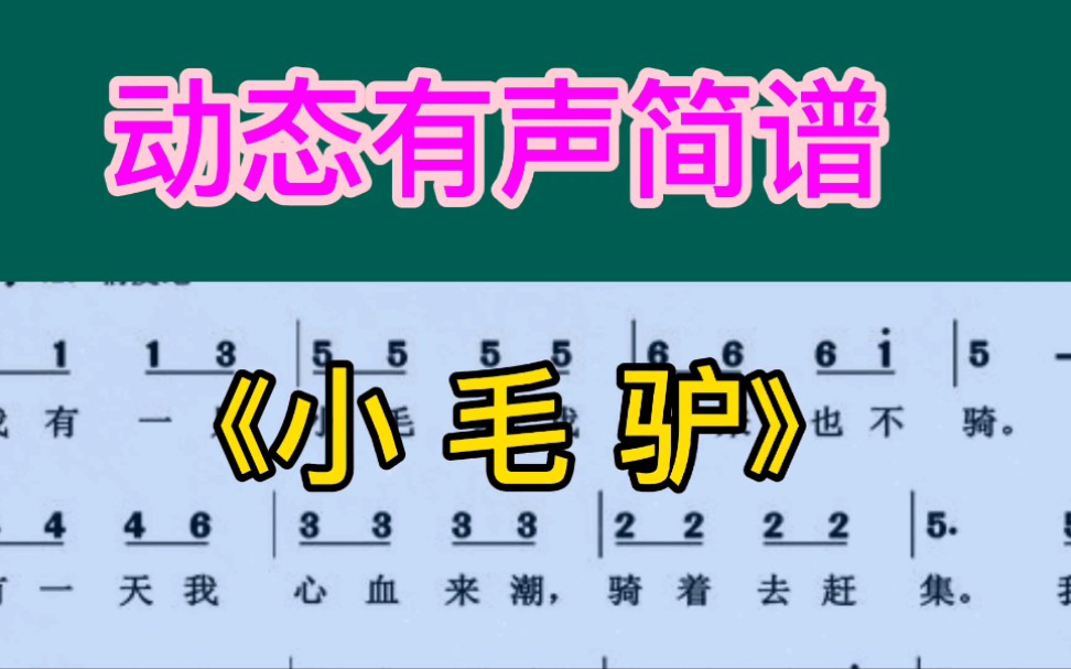 儿歌动态简谱《小毛驴》学习儿歌,心态也变年轻了哔哩哔哩bilibili