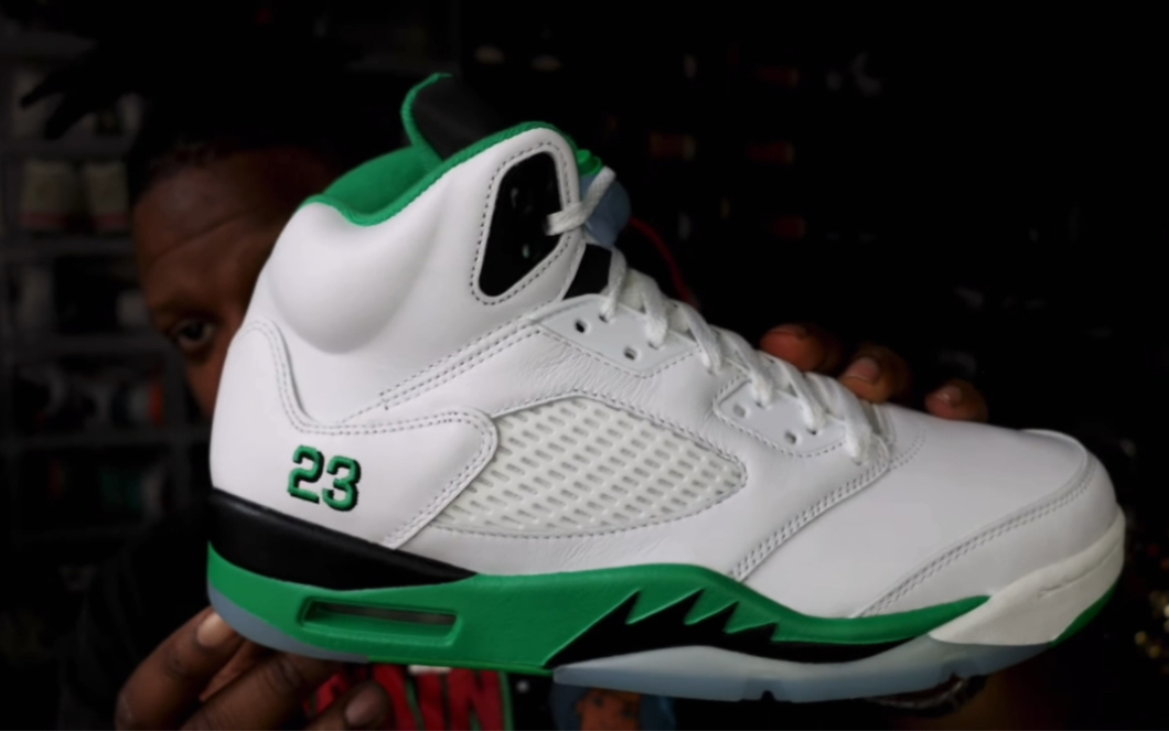 wmns air jordan 5代 pine green 女款 白绿 aj5 火焰