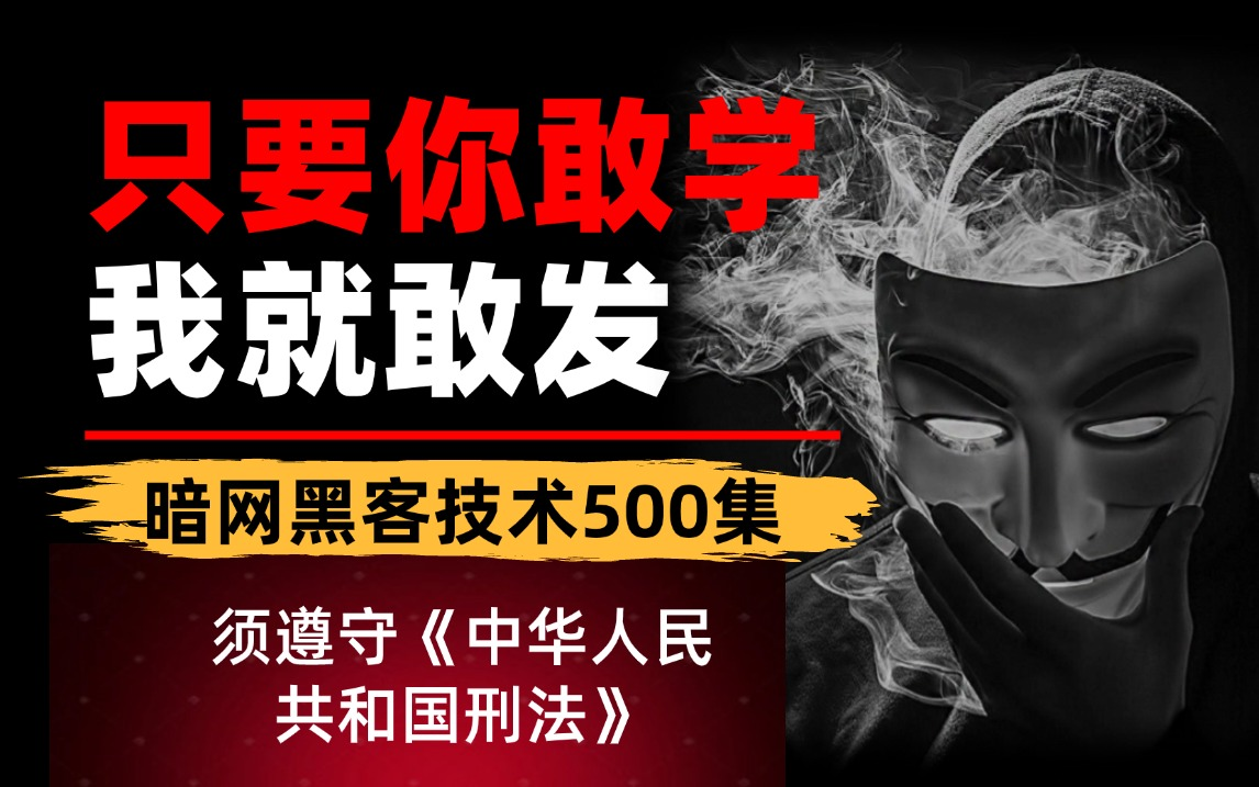 真的很刑的黑客技术教程,只要你敢学我就敢教!全套1000集还怕学不会?(网络安全/信息安全/内网渗透/渗透测试)哔哩哔哩bilibili