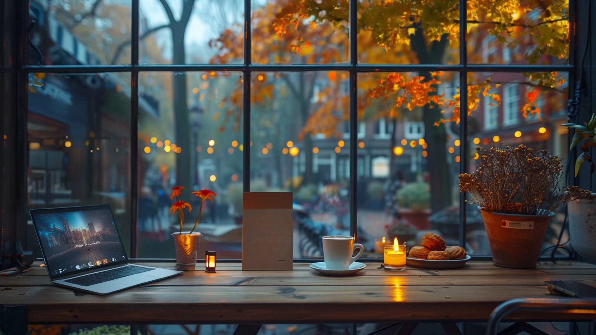 舒适的秋天咖啡馆氛围15流畅的钢琴背景音乐 学习