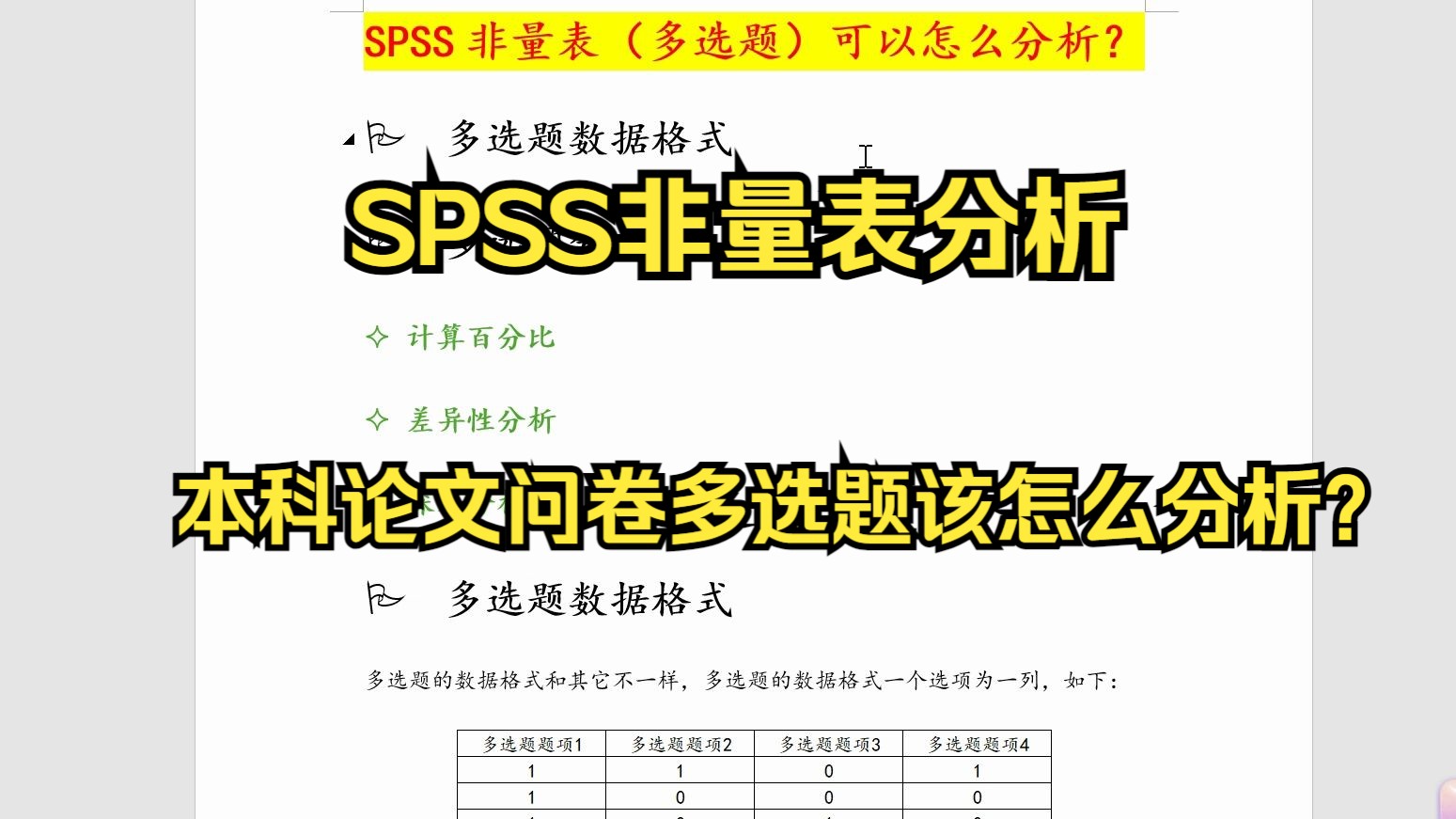 【SPSS问卷研究】问卷调查数据太多的多选题怎么进行SPSS分析?怎么用spss分析单选题与多选题的相关性?哔哩哔哩bilibili